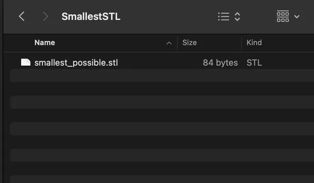 The true smallest possible STL file 84 bytes