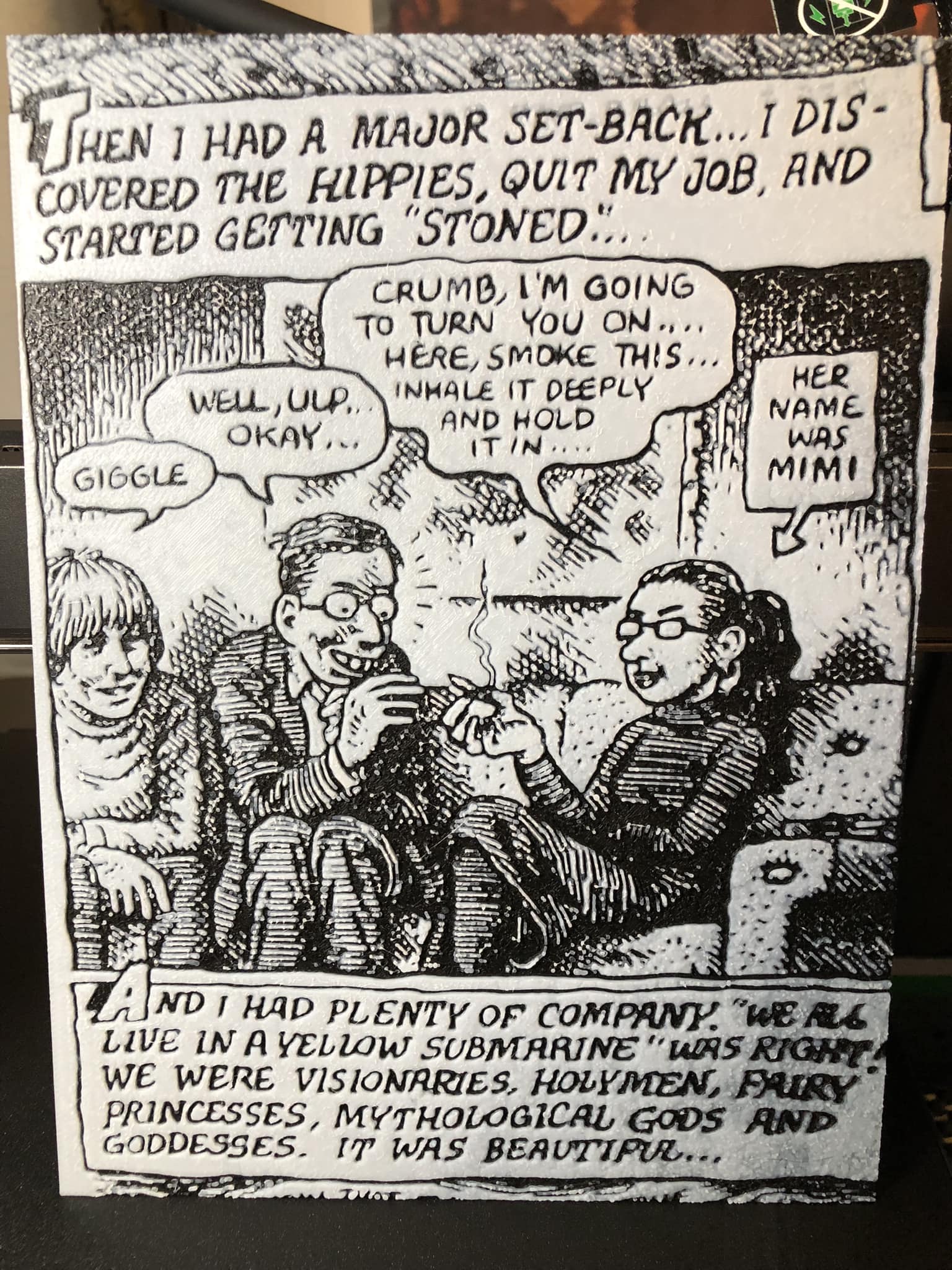 R Crumb Getting High For The First Time (Hueforge)