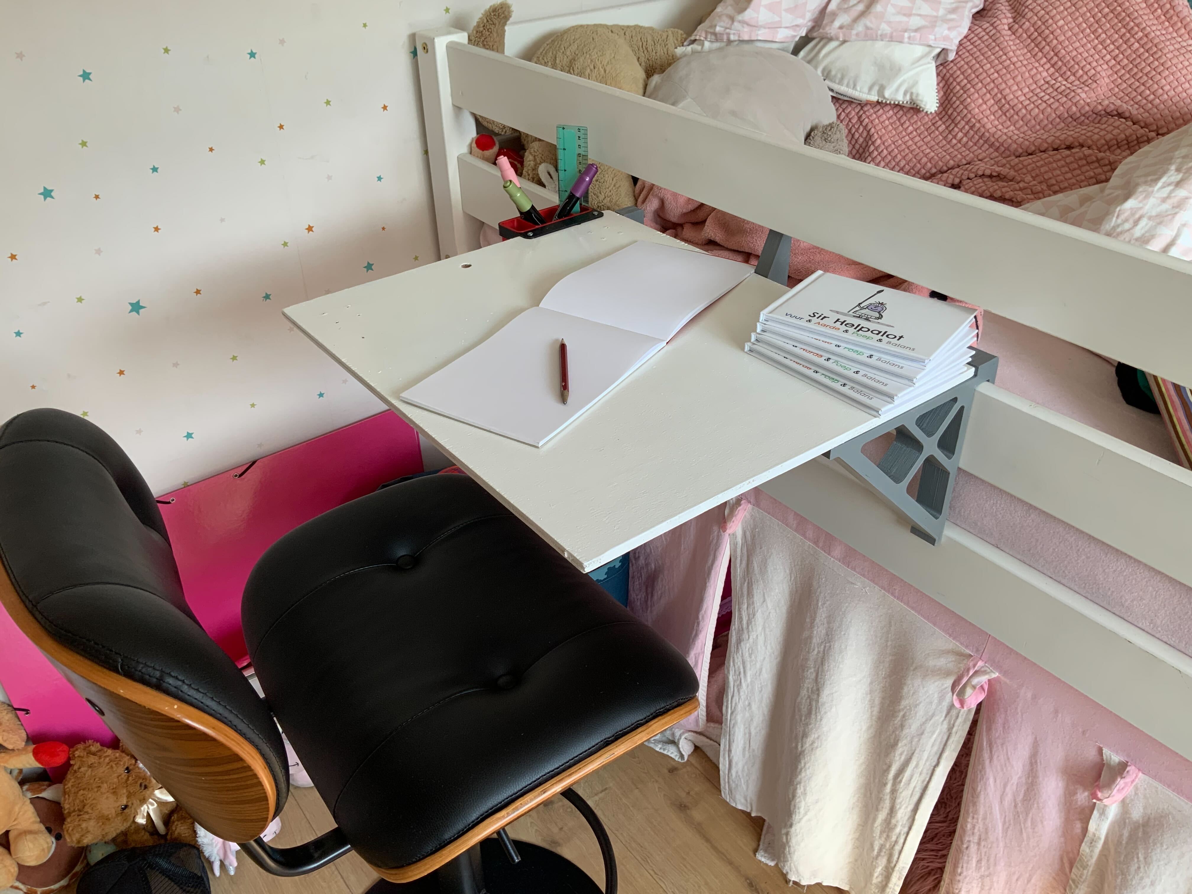 Bunk bed side desk brackets