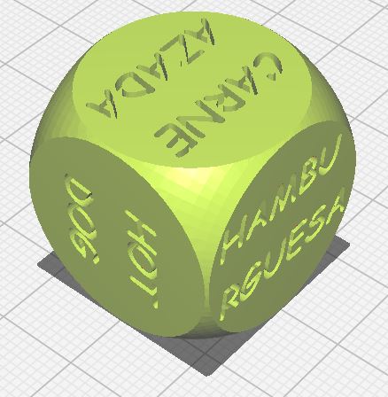 Miniatura 2 do modelo 3D Dado para elegir comida