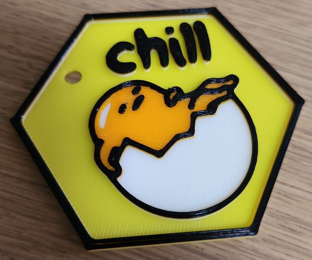 Gudetama Hex Keyring or Backpack Tag (Remix)