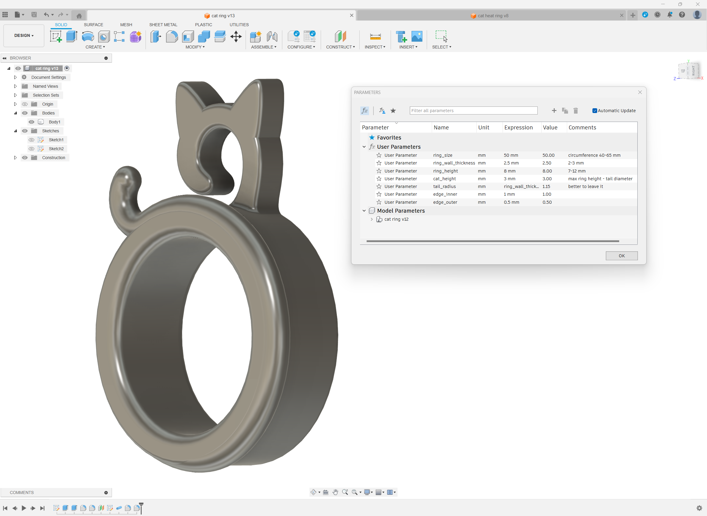 Cat crochet ring (Parametrized) — miniatura 2