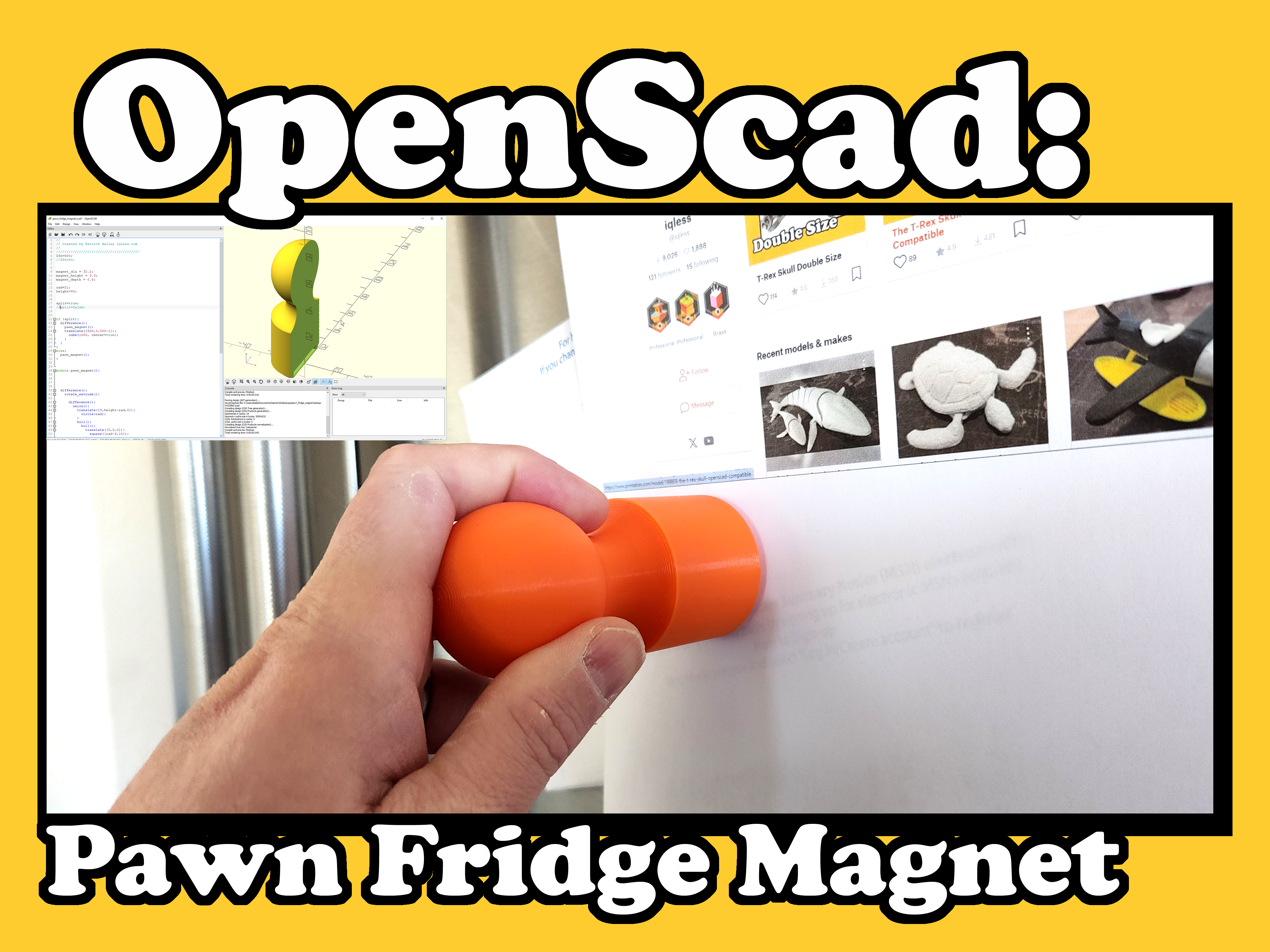 OpenScad: Pawn Fridge Magnet