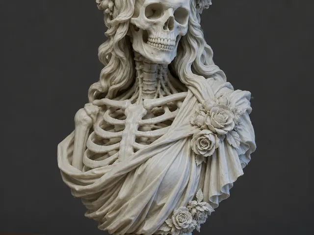 Gothic Female Skeleton Bust with Roses