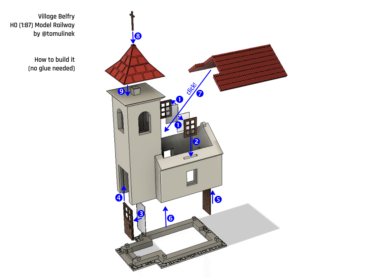 Village Belfry for Model Railway and Scenery (H0)