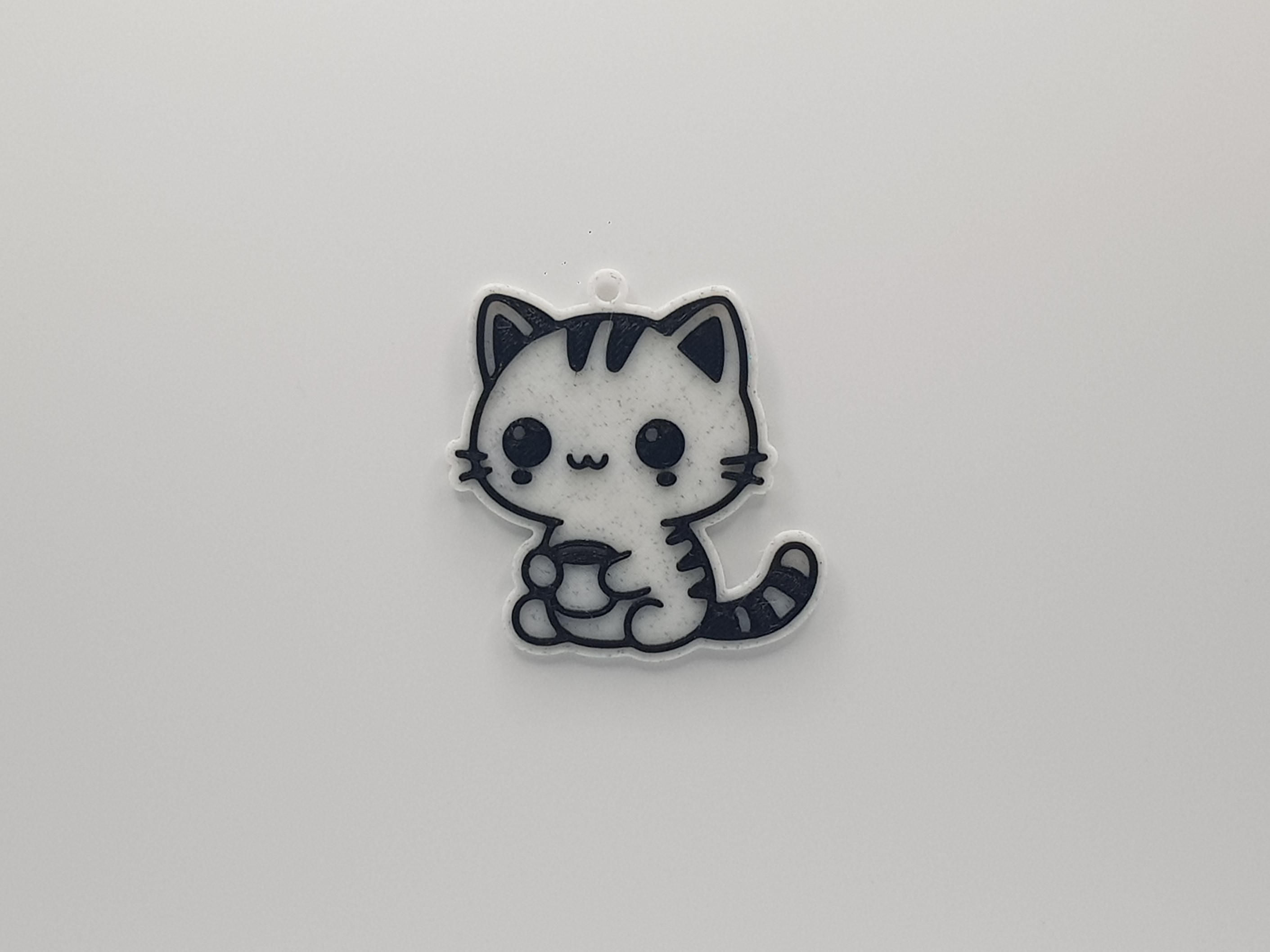 Cat with Coffee Keychain 3D model thumbnail