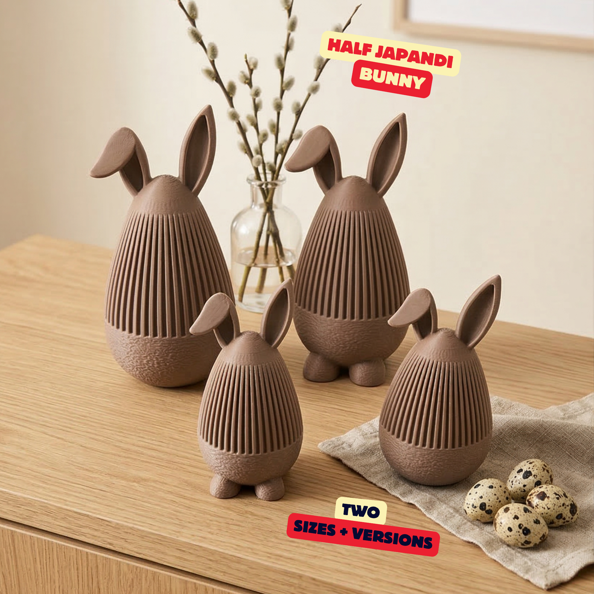 HALF JAPANDI BUNNY - NORMAL VERSION / MODERN EASTER DECOR / BUNNY DECOR / HOMEDECOR / DECOR