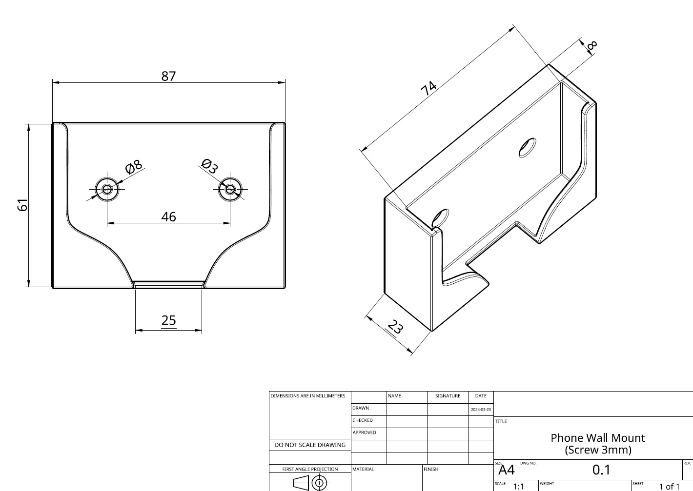 Phone Wall Mount with Screw Holes by YYDDEETT | Download free STL model ...