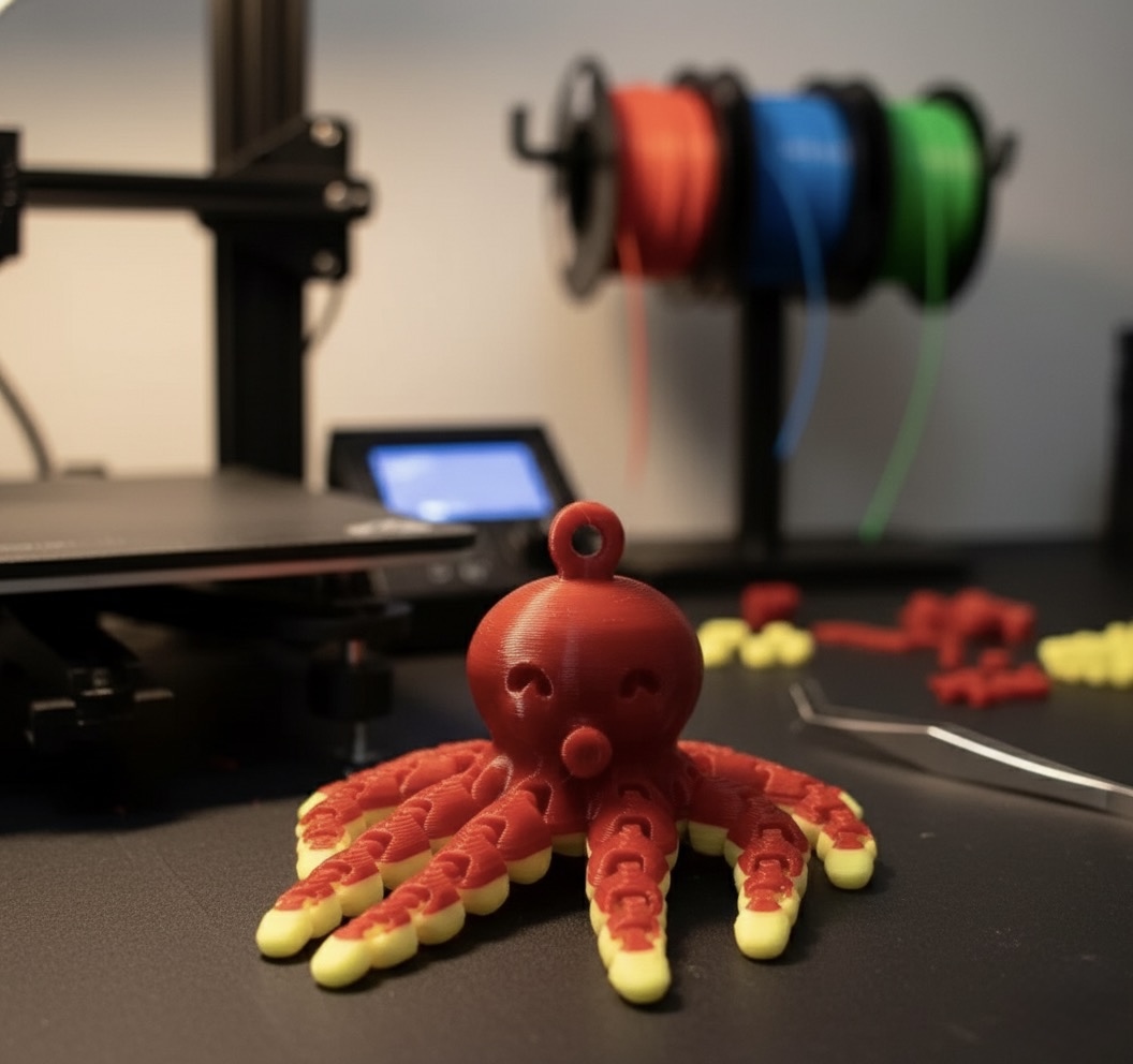 Articulated Octopus Keychain 3D model thumbnail