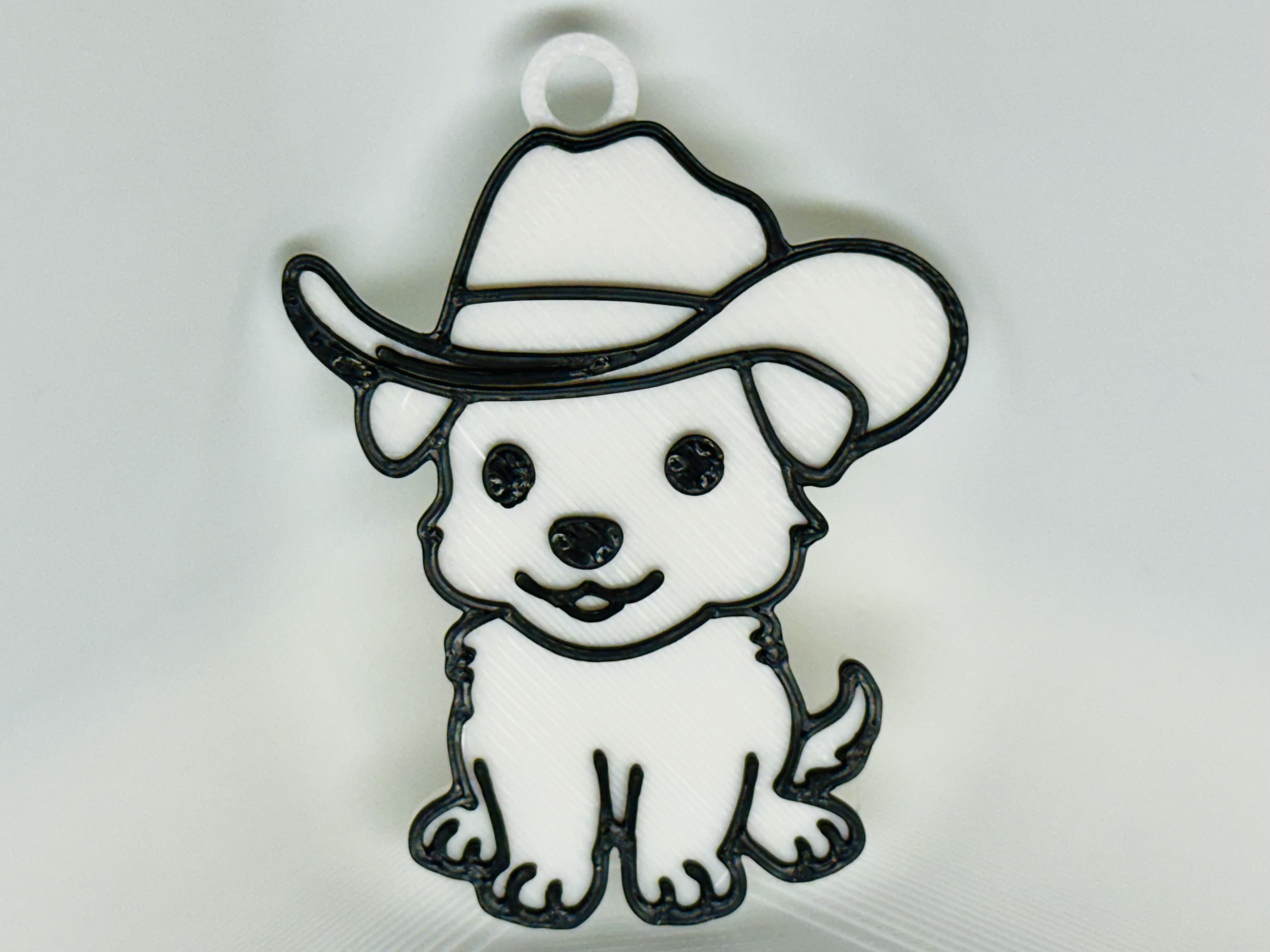 Dog Wearing a Cowboy Hat Keychain