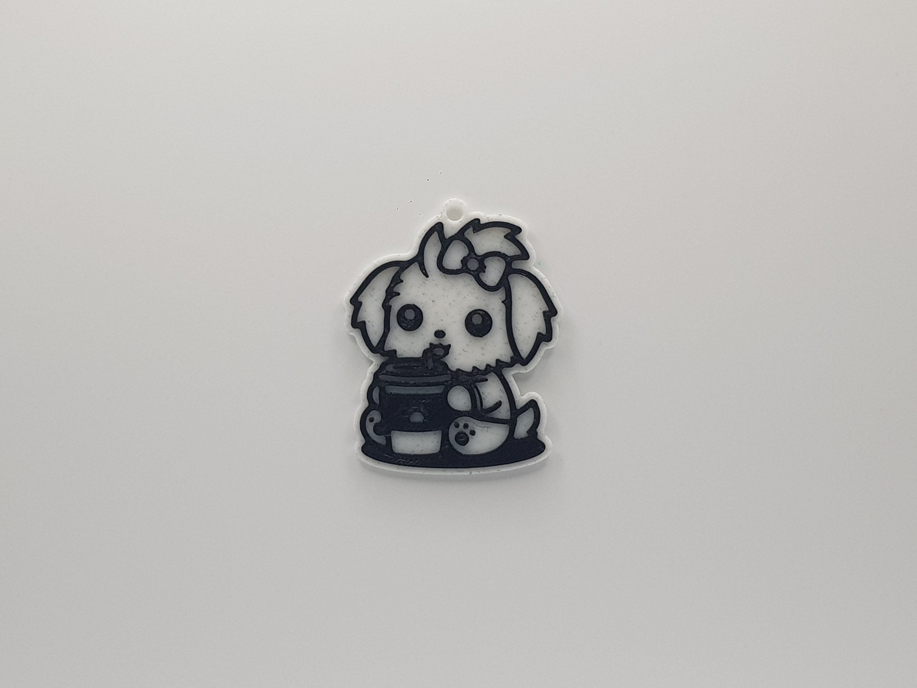 Cute Yorkie with Coffee Keychain