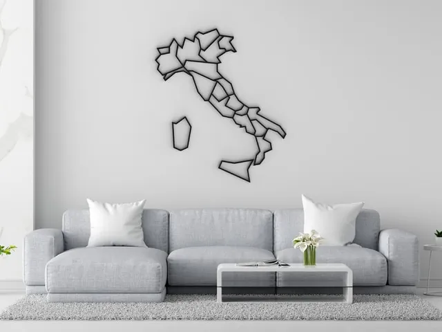 Italy geometric line wall art map
