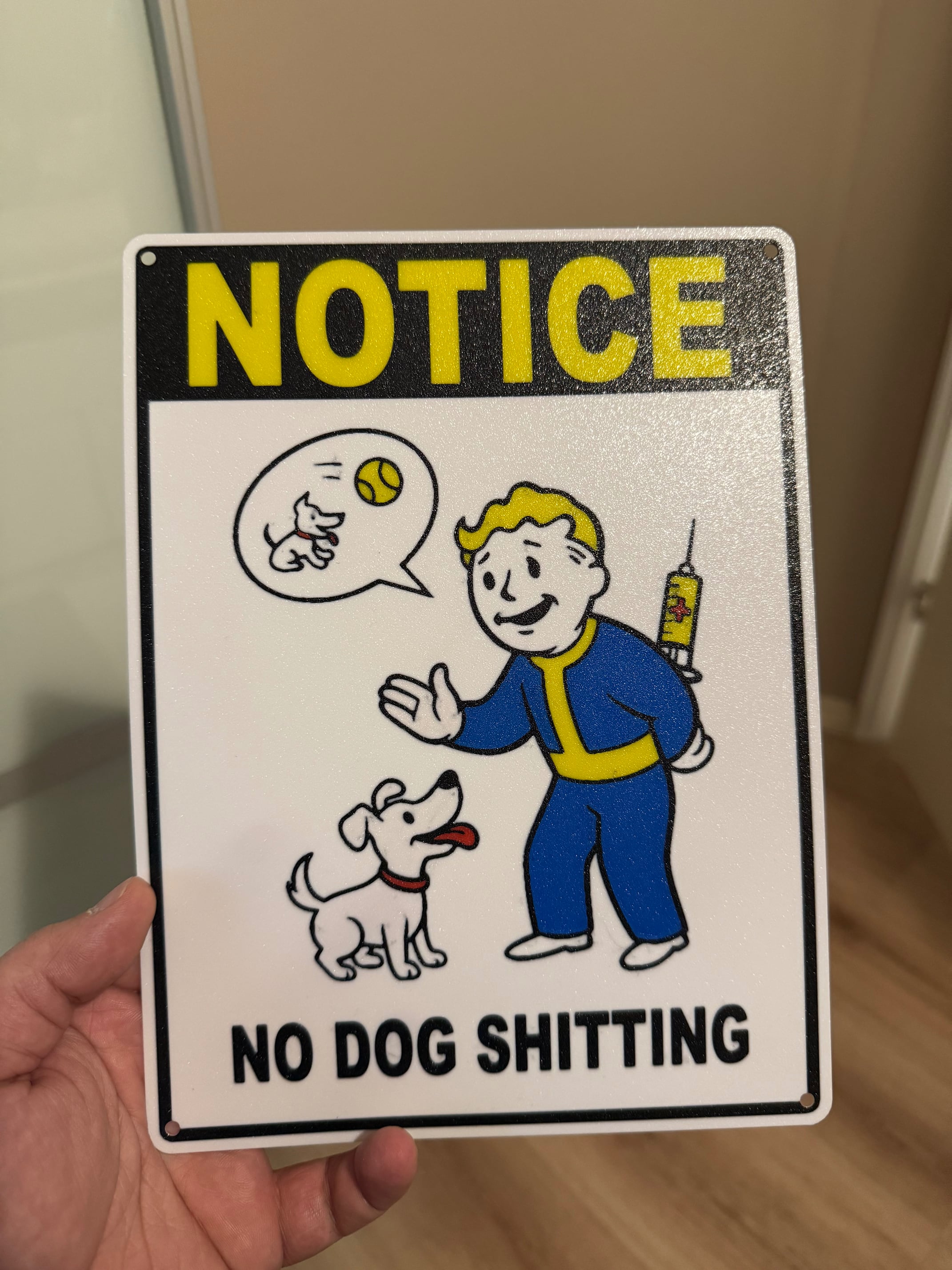Sign: "Notice - No dog shitting", multicolour MMU3