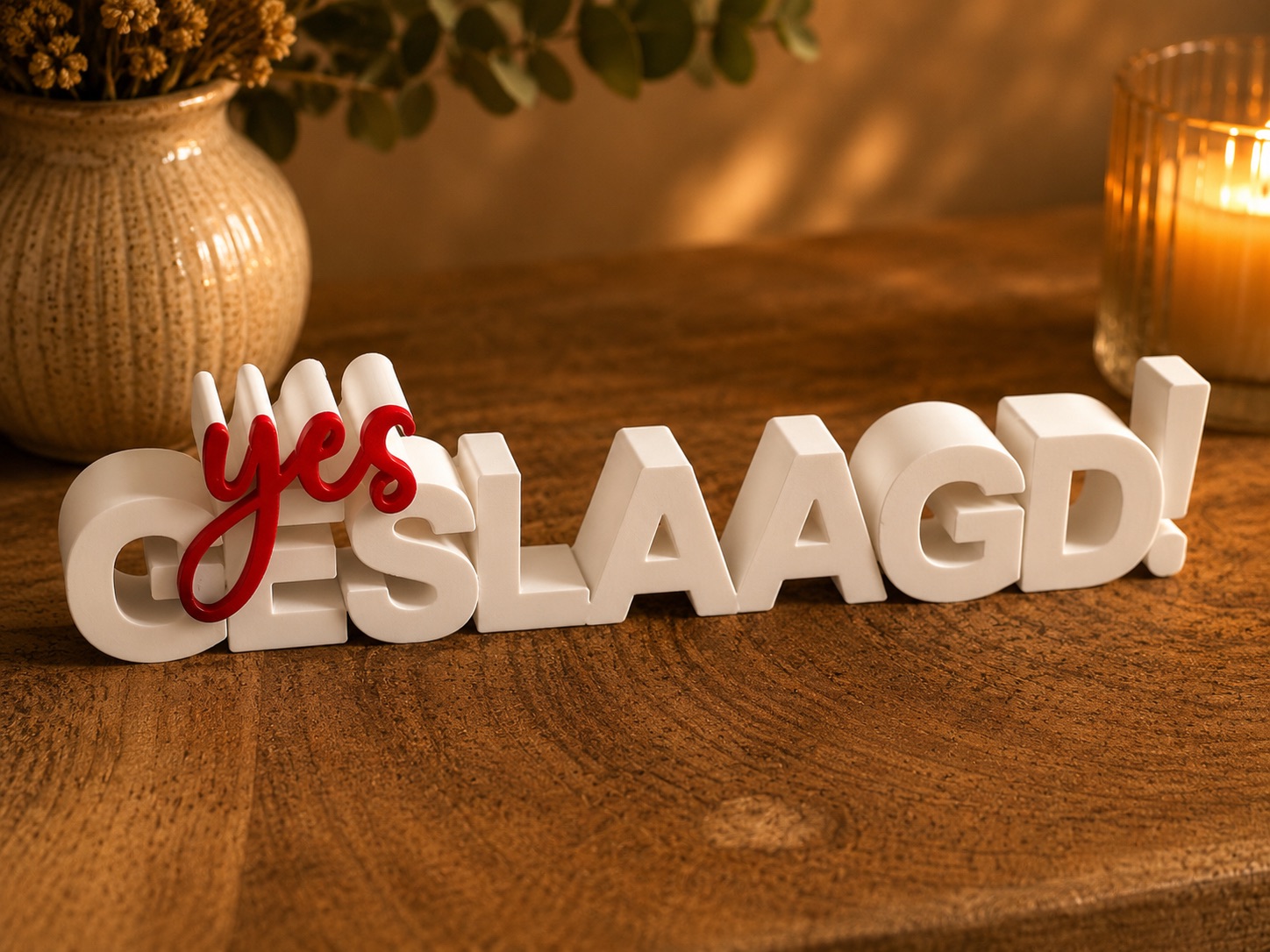 YES GESLAAGD!  | Dutch Graduation Decor | Multicolor 3D Text Sign