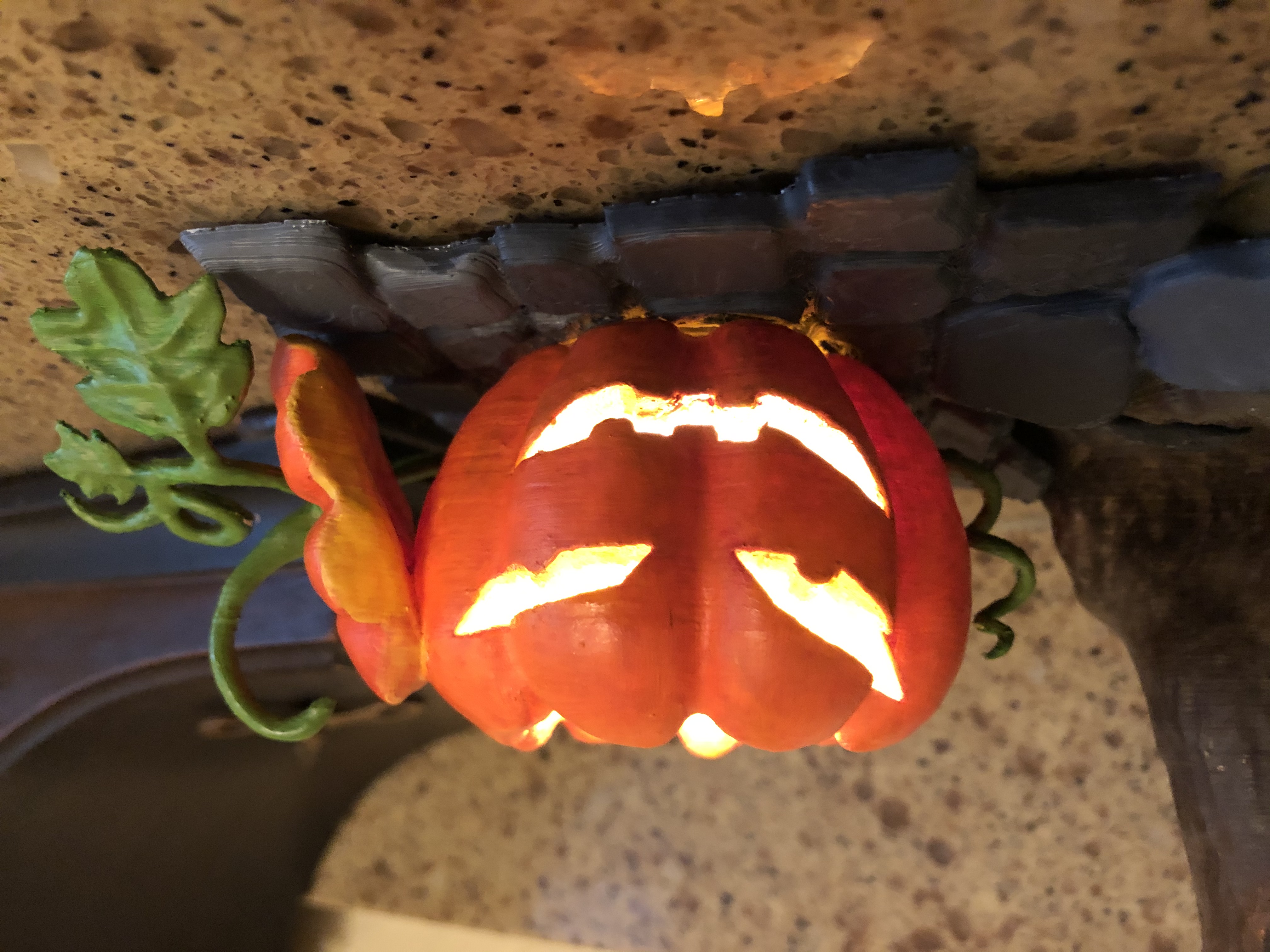 Halloween Snow Globe with Jack O Lantern and Miniature Village Stock