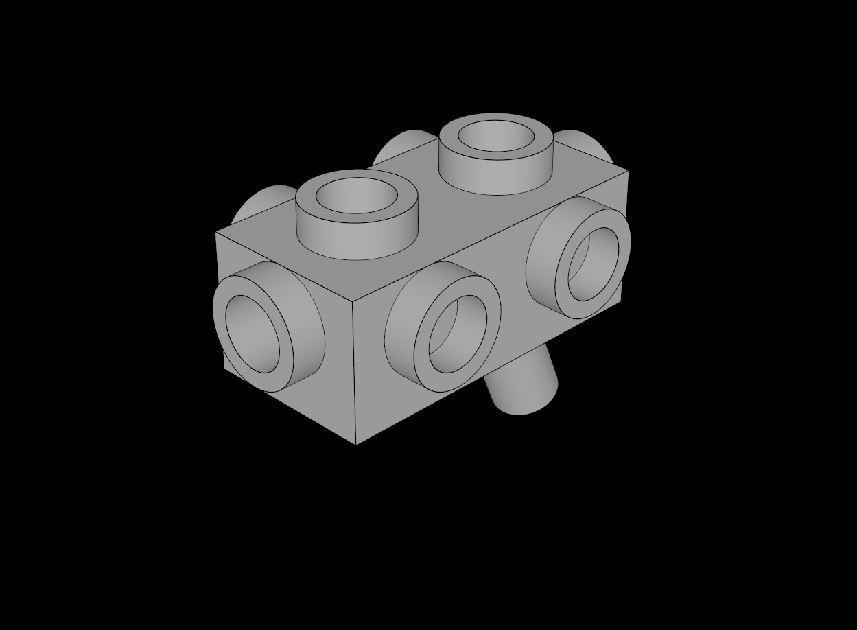 Lego Compatible (15071.dat) Brick  1 x  2 x  0.667 with 8 Studs and Angled Handle