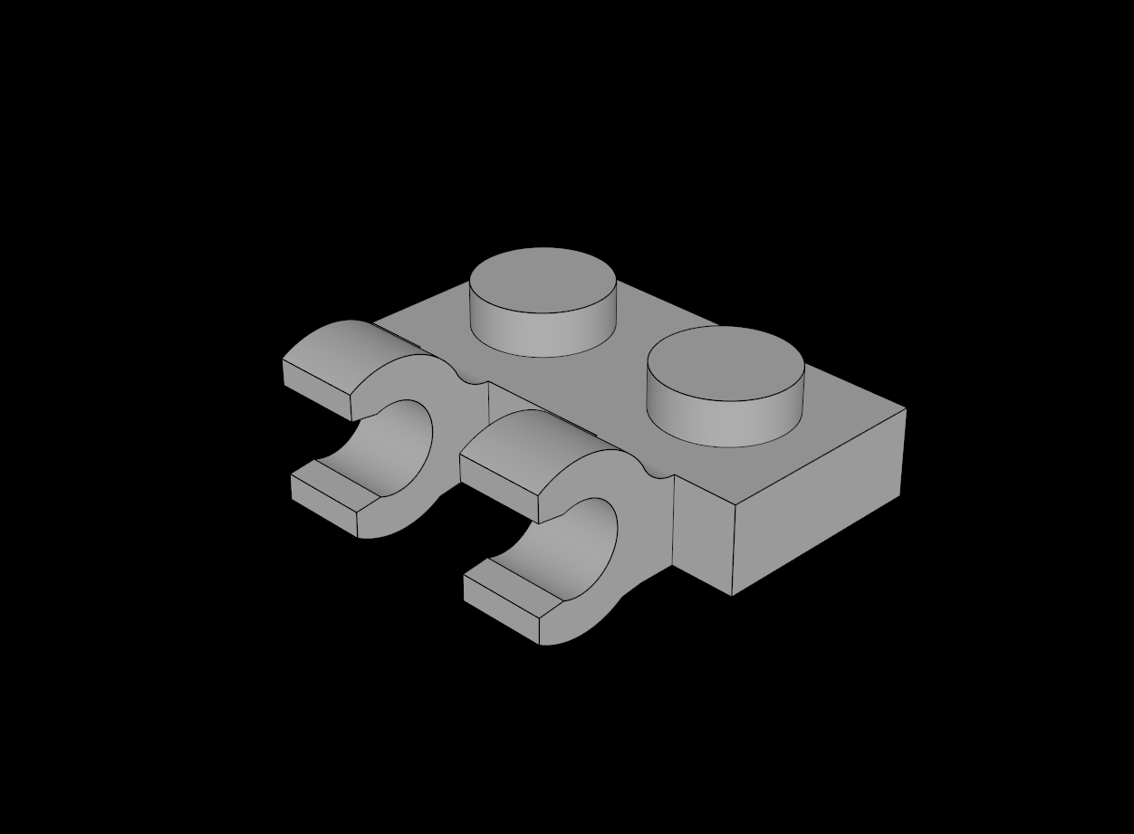 Lego Compatible (60470b.dat) Plate 1 x 2 with 2 Clips Horizontal (Thick C- Clips) by thall72 | Download free STL model | Printables.com