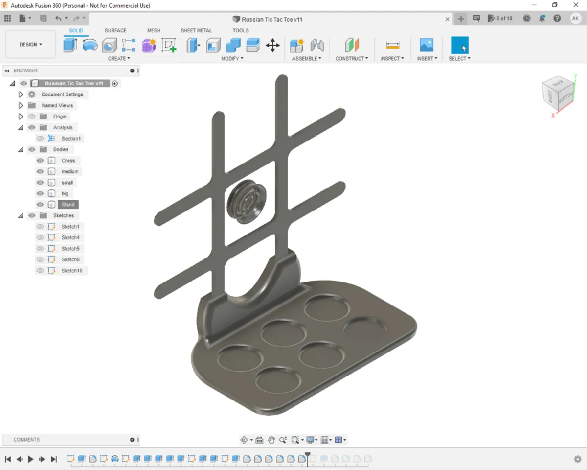 Fusion 360 Tic Tac Toe Drawing 