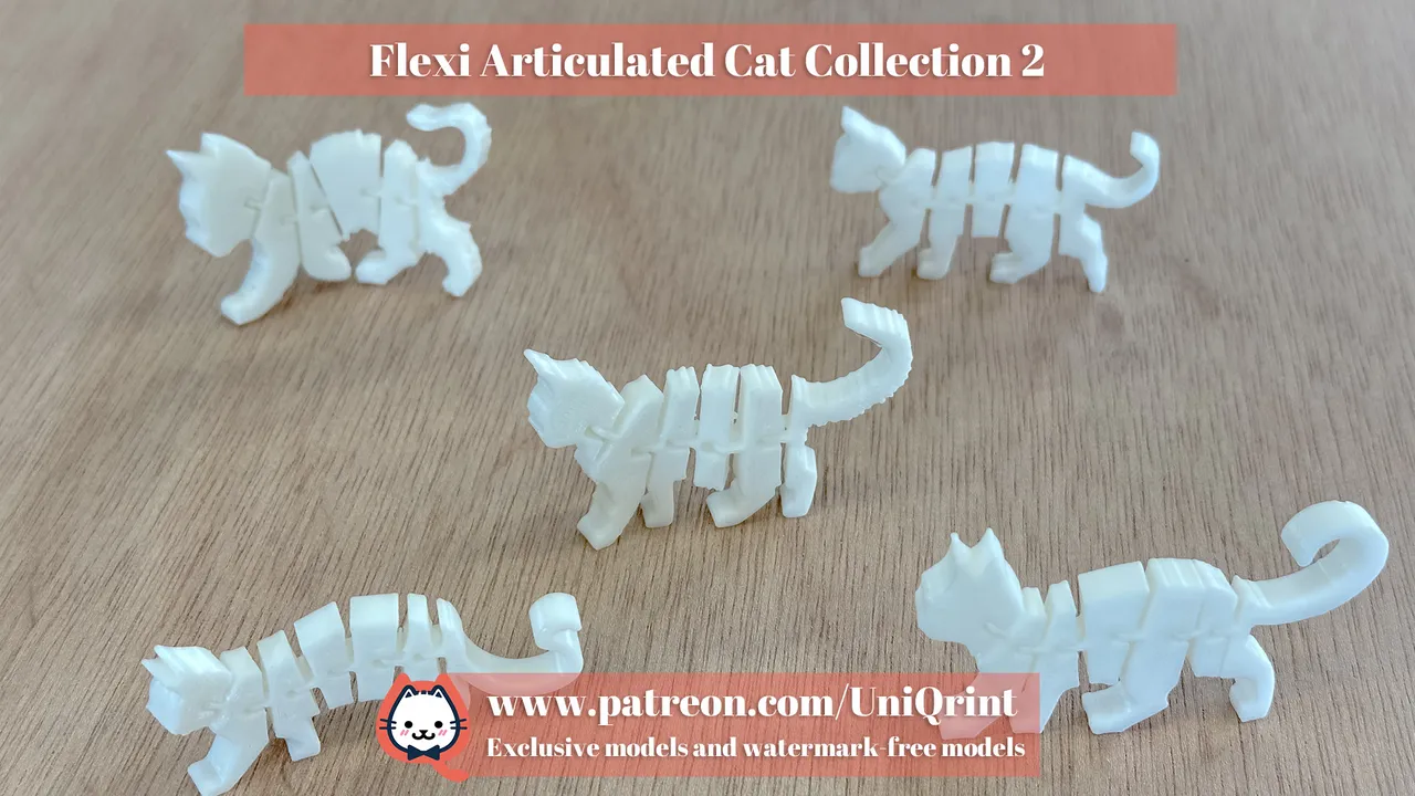 3D file Flexi Cat, Print-in-Place, Articulated Kitty 🐱・Template