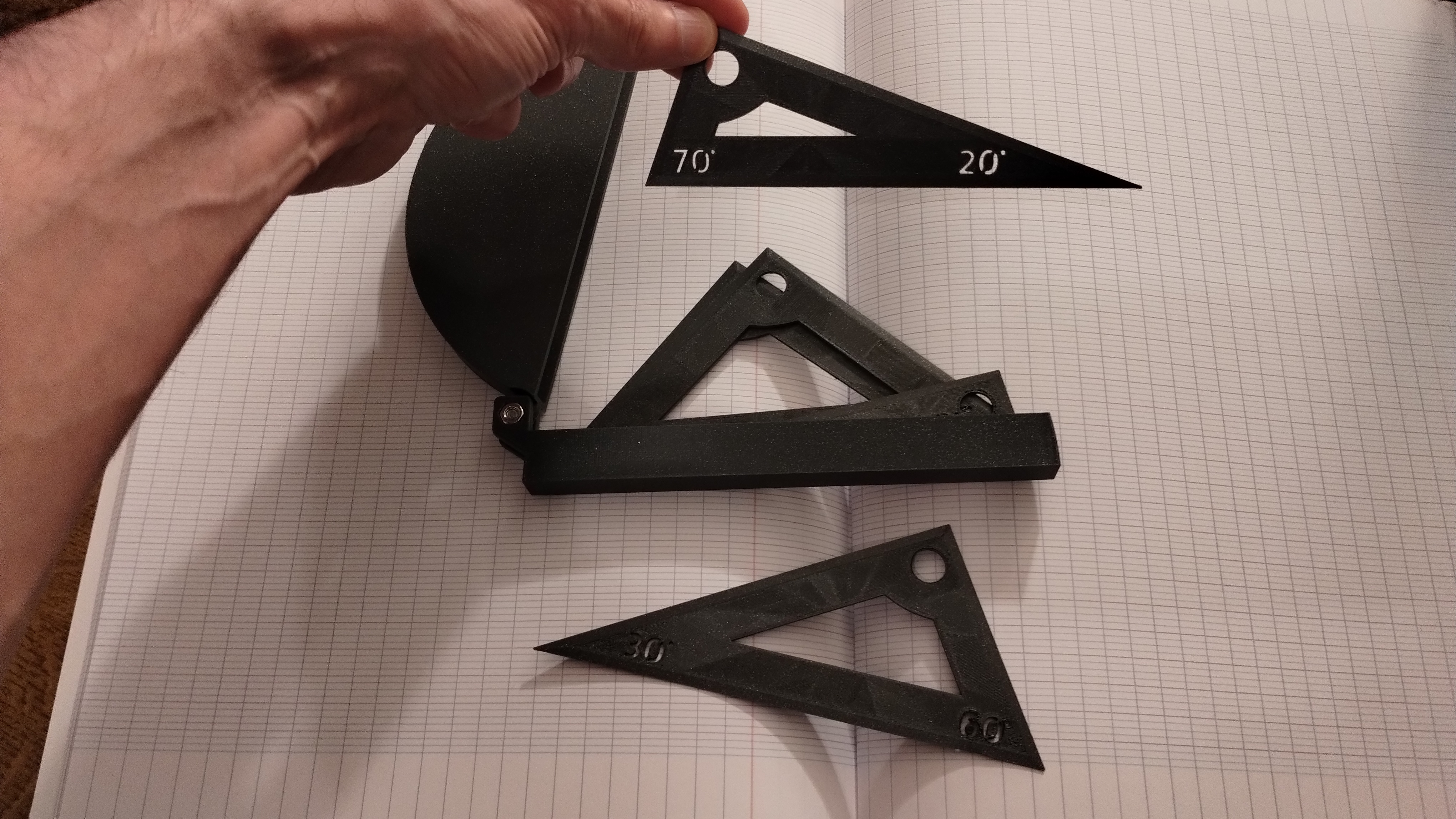 Set squares of various angles for math teaching