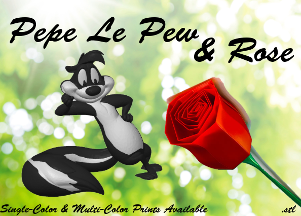 Single or MultiColor Print! Pepe Le Pew & Rose