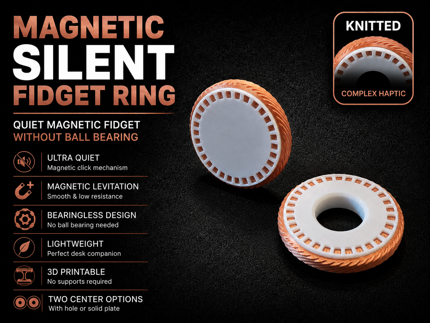 Magnetic Silent Fidget Ring without bearing – Round