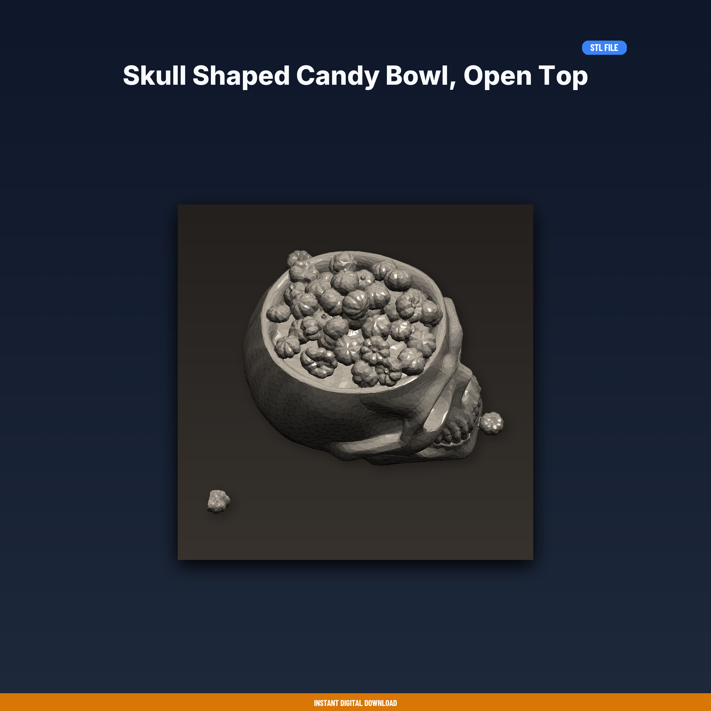 Skull Shaped Candy Bowl, Open Top Skull, Halloween Candy Dish, - 3D Printable STL File