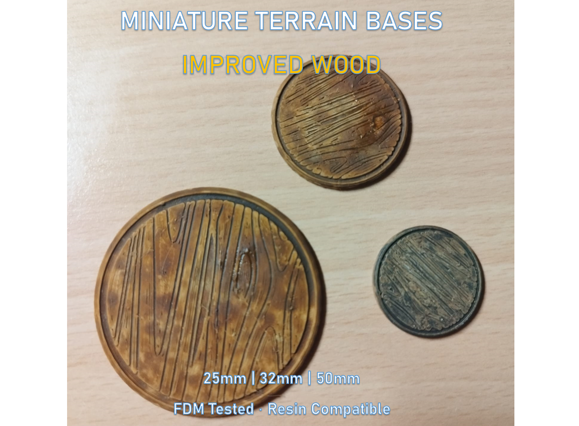 D&D Miniature Base 25mm/32mm/50mm - IMPROVED Wooden Floor Texture - Tabletop RPG Terrain