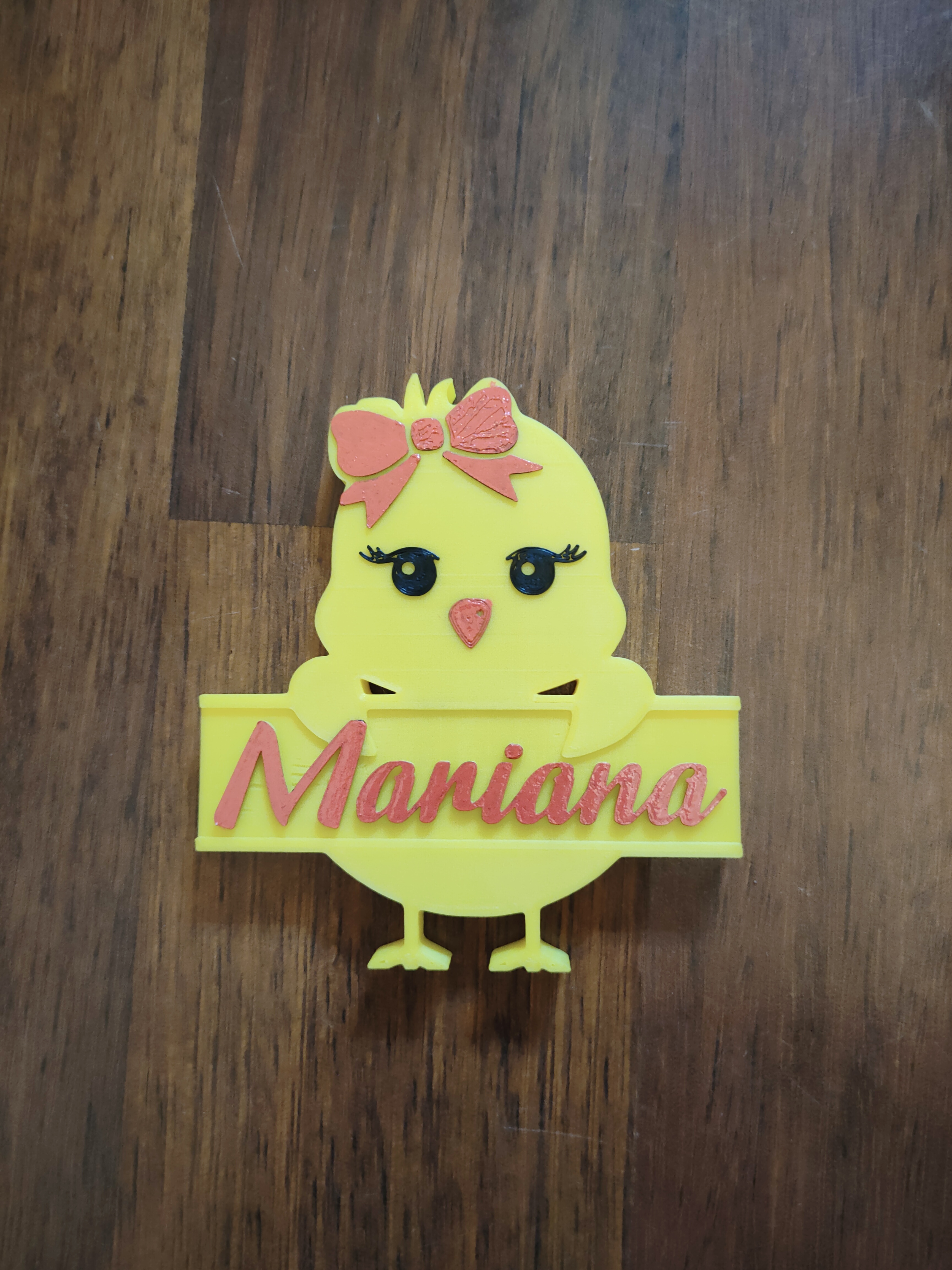 Chick with name plate