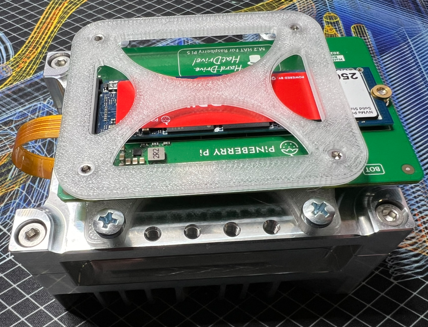 Raspberry Pi 5 Pineberry HatDrive! Bottom Bracket for DeSalvo Galactic Case