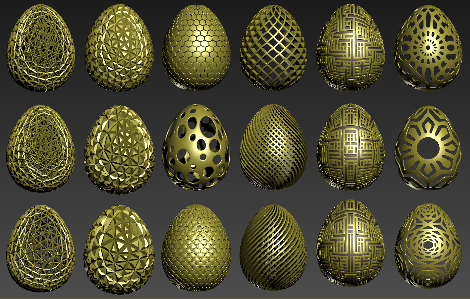 Miniatura 20 do modelo 3D easter eggs bundle 01