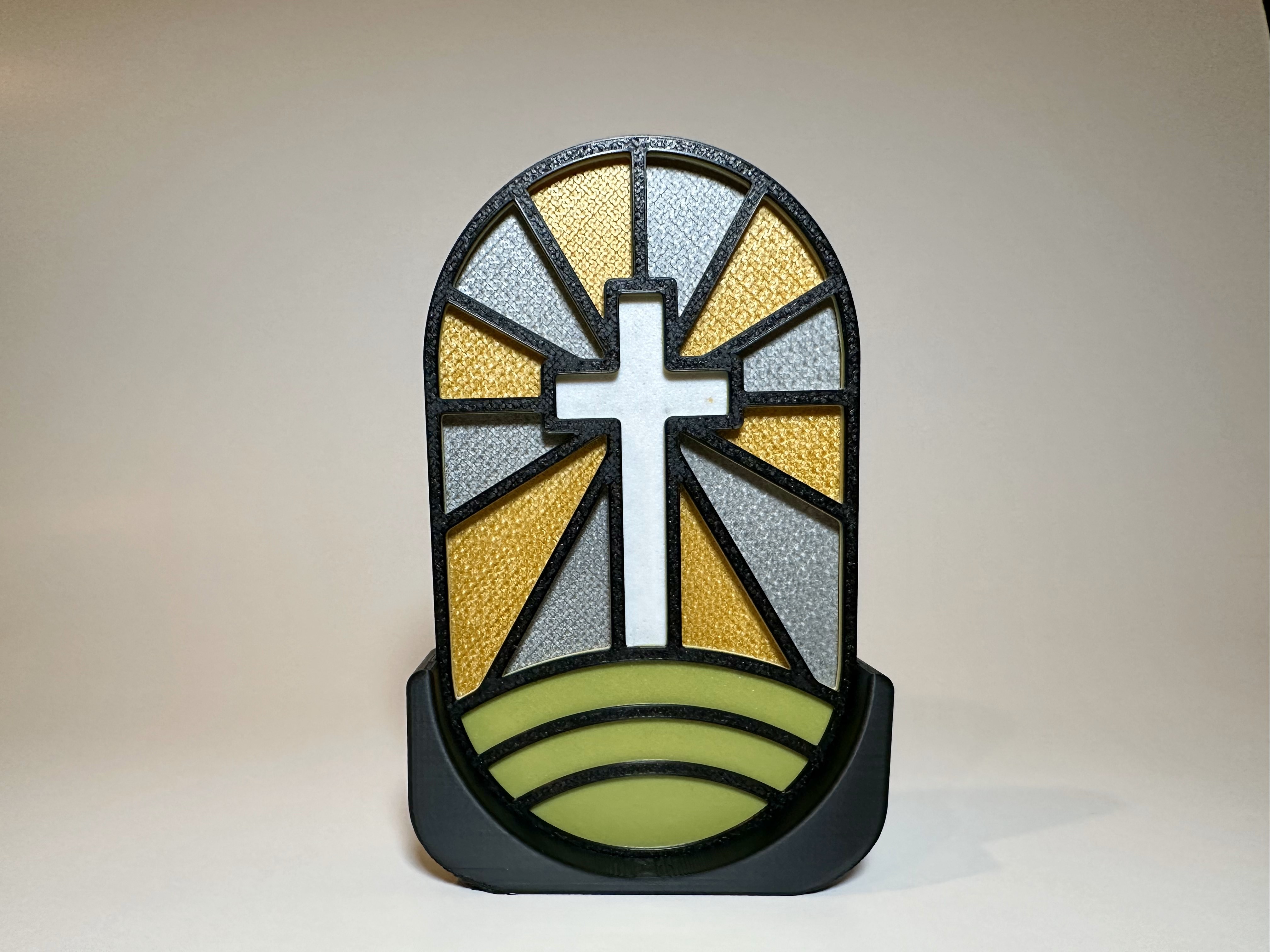 Stained Glass Cross on Hill