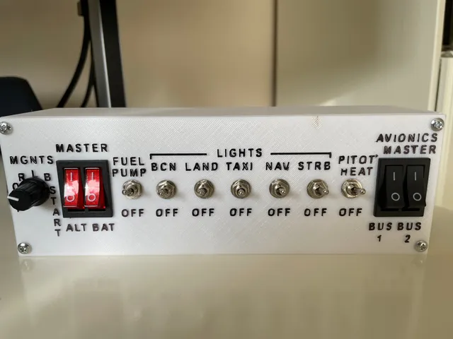 Cessna 172 style switches and lights panel