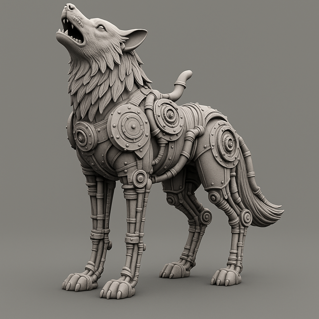 Steampunk Wolf Howling