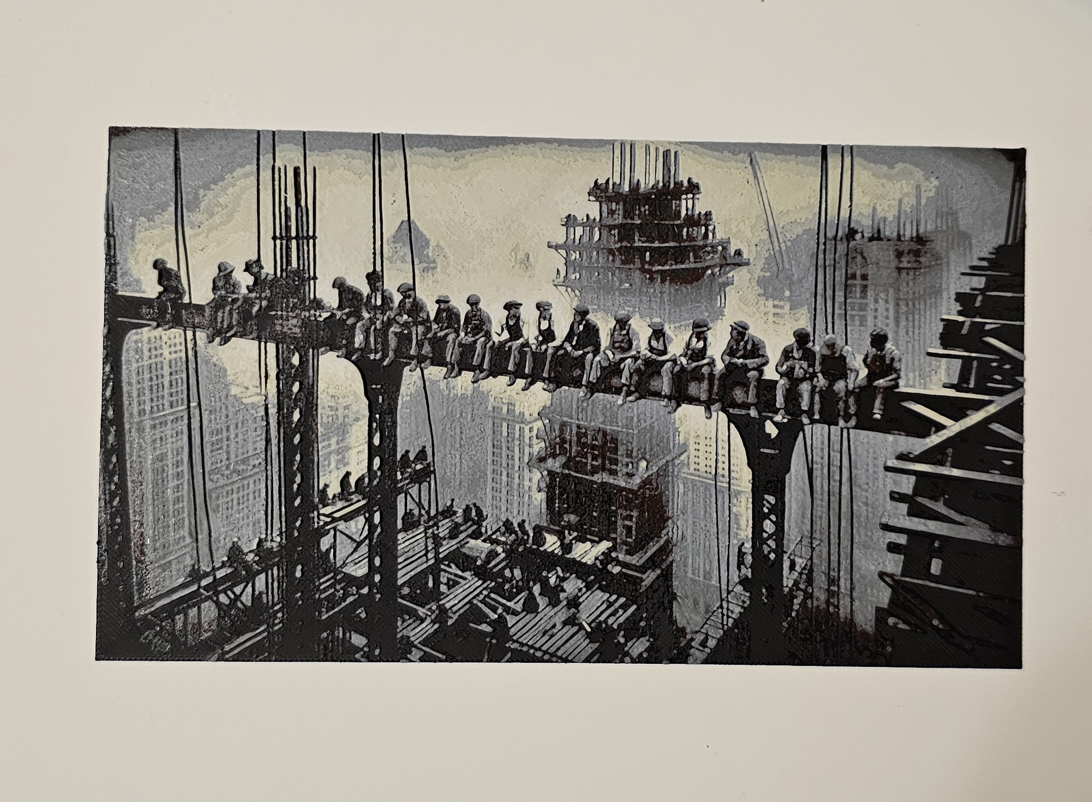 Lunchtime at top of skyscraper "Filament Painting"