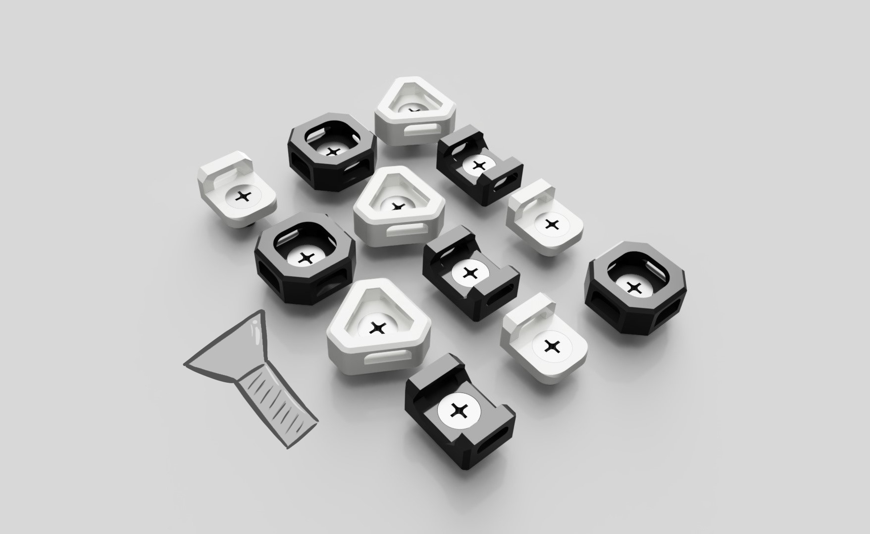 Cable Tie Holders for Countersunk Conical Screws