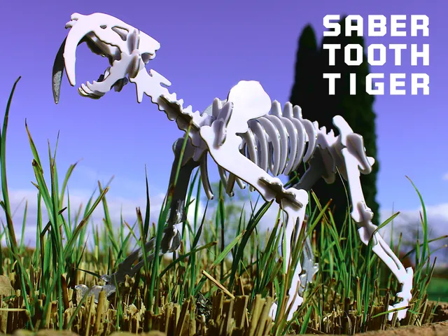 Sabertooth Tiger Smilodon Skeleton 3D Puzzle Kit Card