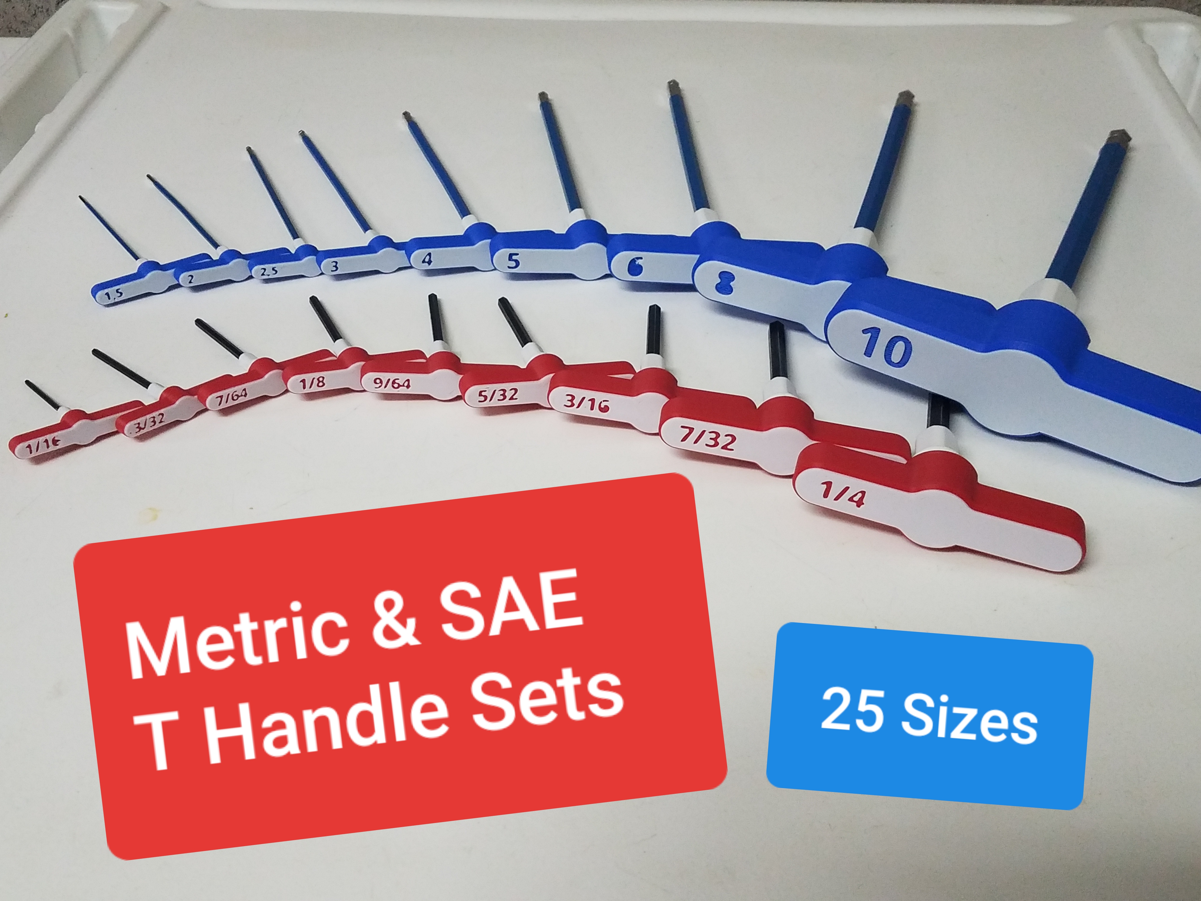T-Handles (SAE & Metric) for Allen Hex Wrench Key (25 Sizes)