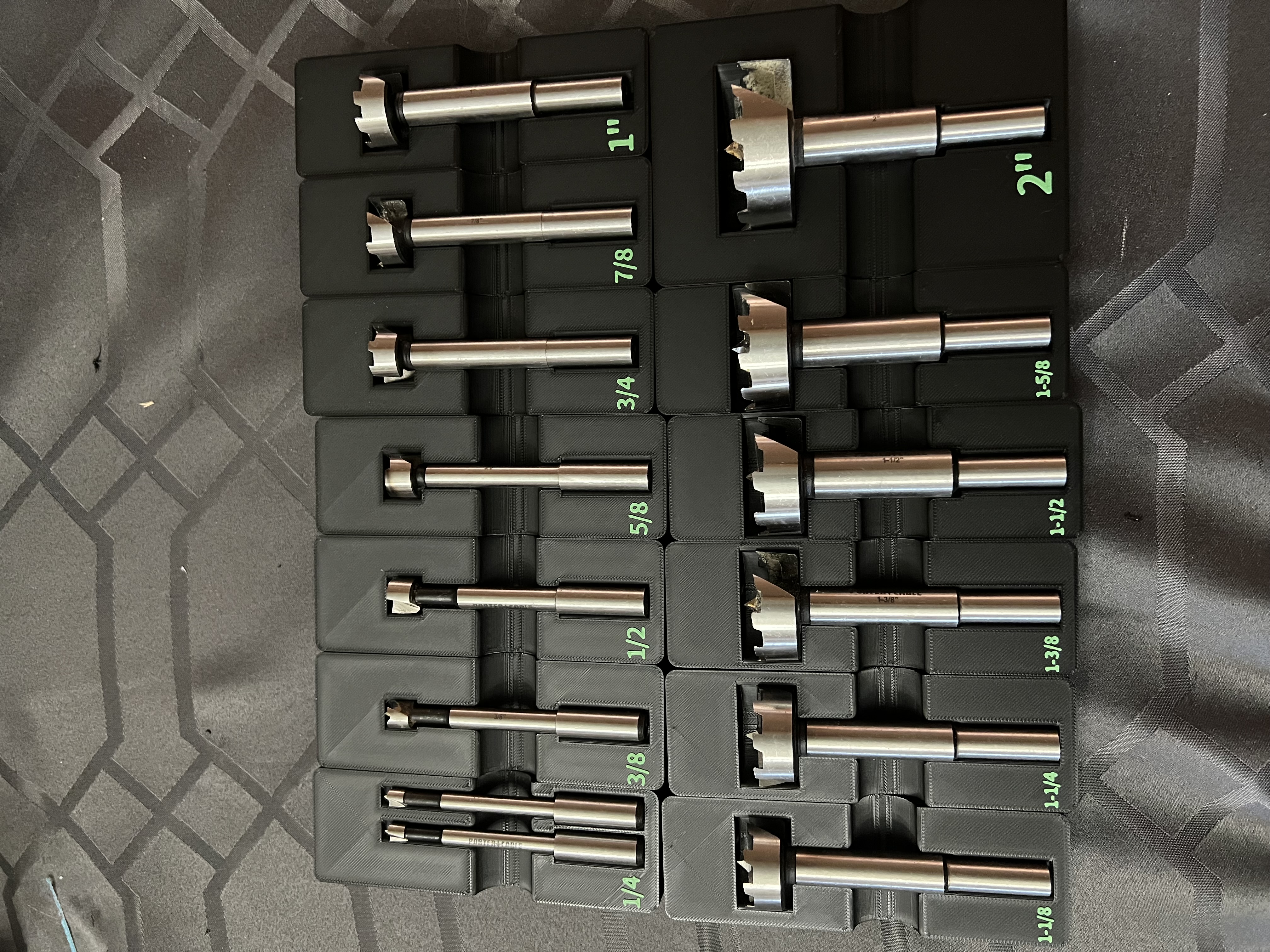 Gridfinity Forstner Bit holders Porter-Cable (Imperial)