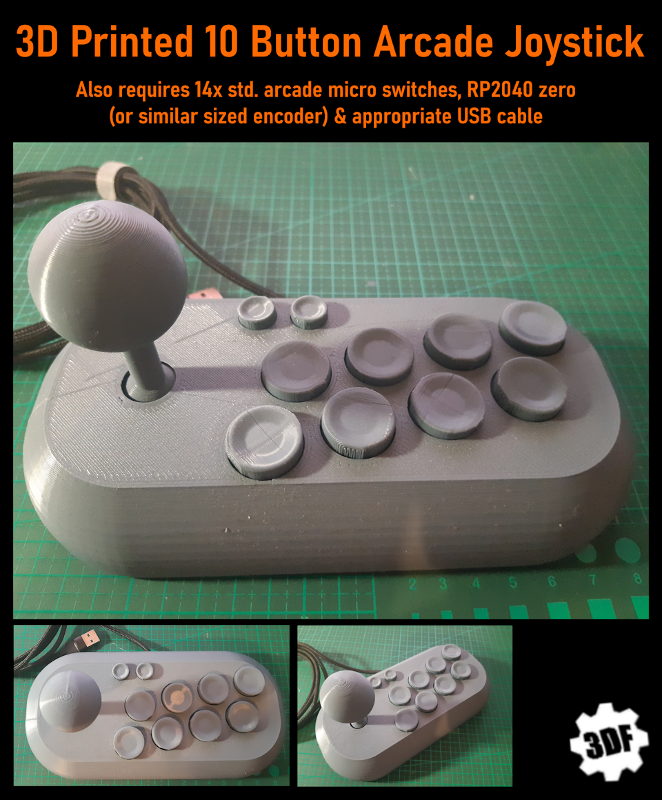 3D Printed 10 Button Arcade Joystick by 3DFreeman | Download free STL ...