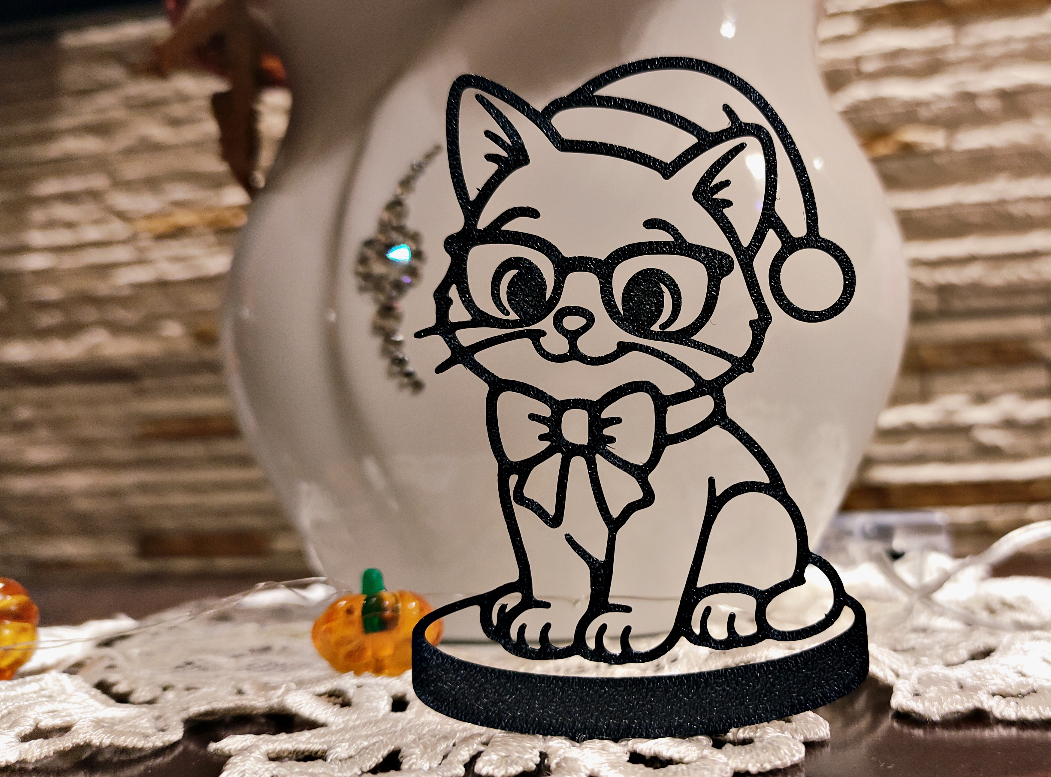 Christmas Kitty with Glasses – 3D Printable Figure