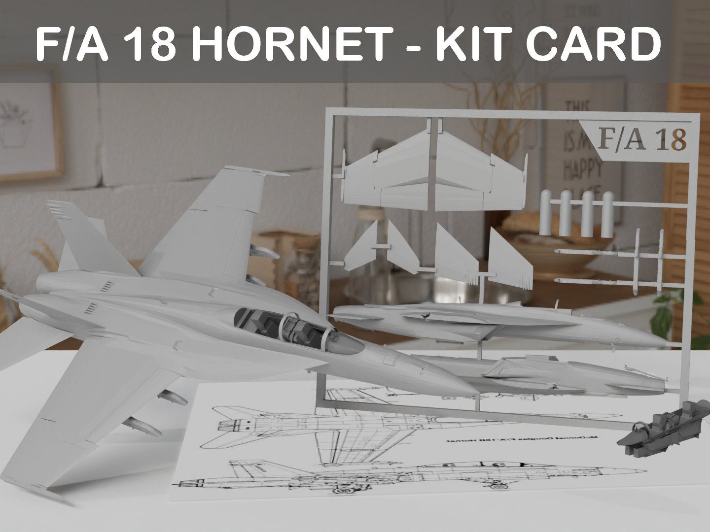 F/A 18F Super Hornet Kit Card 3D model thumbnail