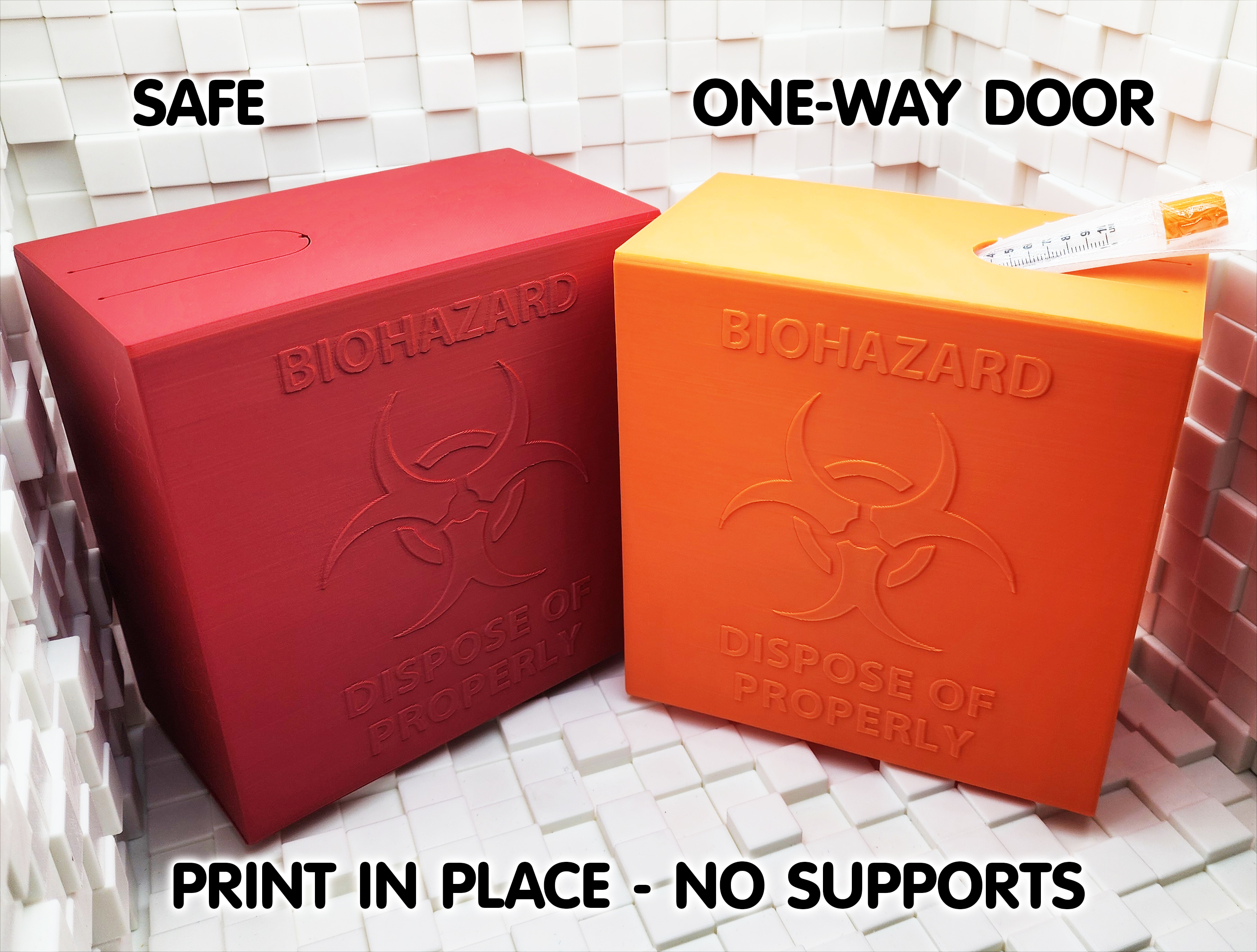 Sealed Syringe Disposal Box - Print in Place - No Supports