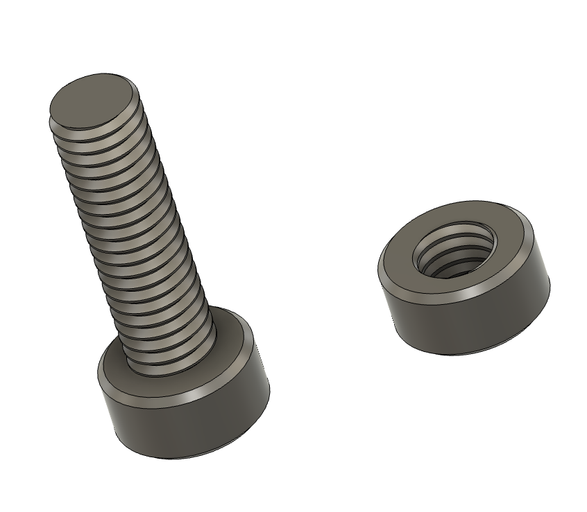 Simple Nut and Bolt - M6 x 20mm