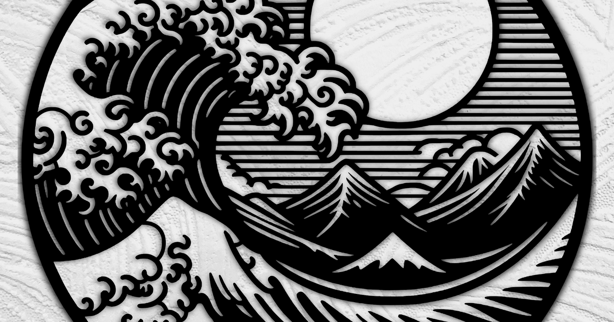 great wave of kokanow by The line art guy | Download free STL model ...