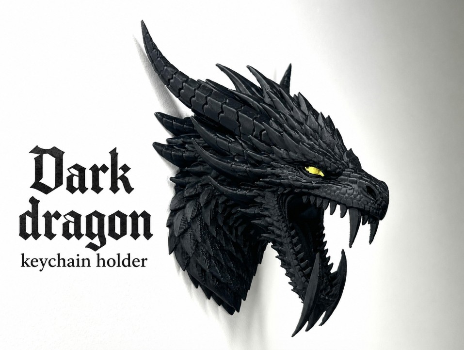 Dark dragon keychain holder