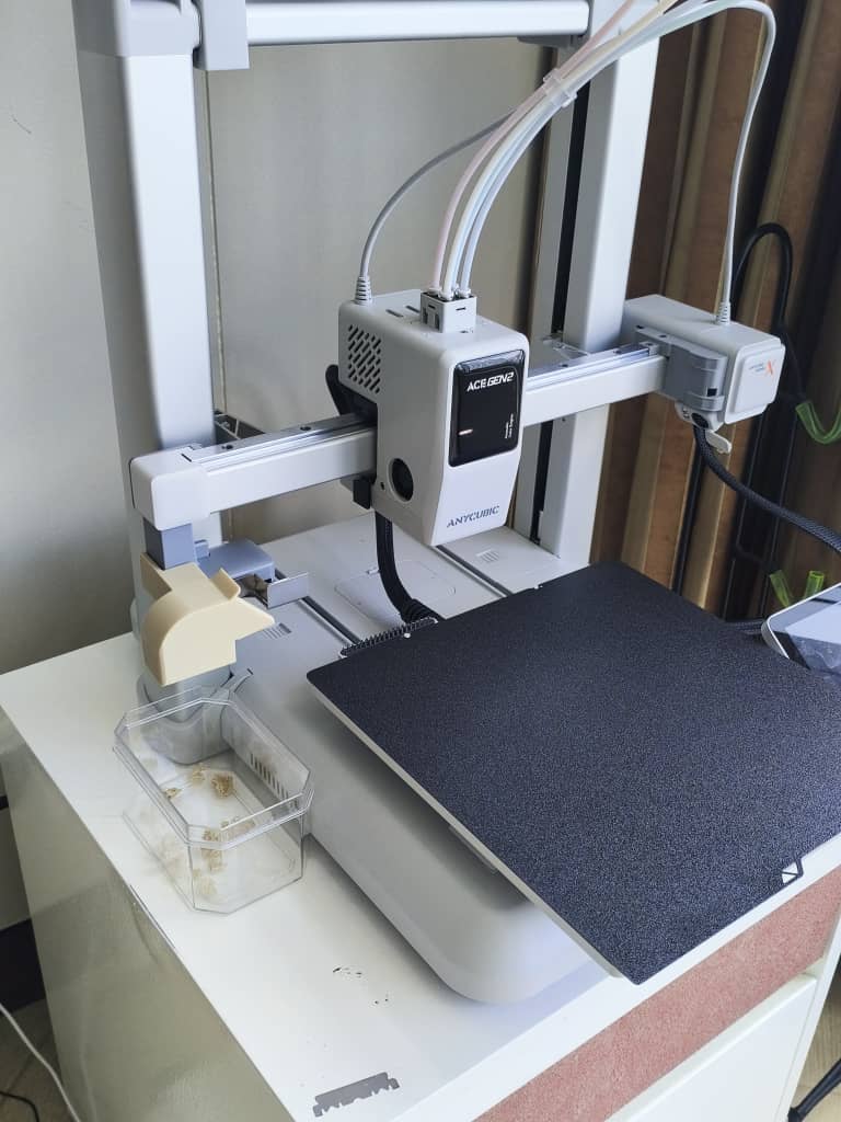Anycubic kobra X purge bin guider (open exit)