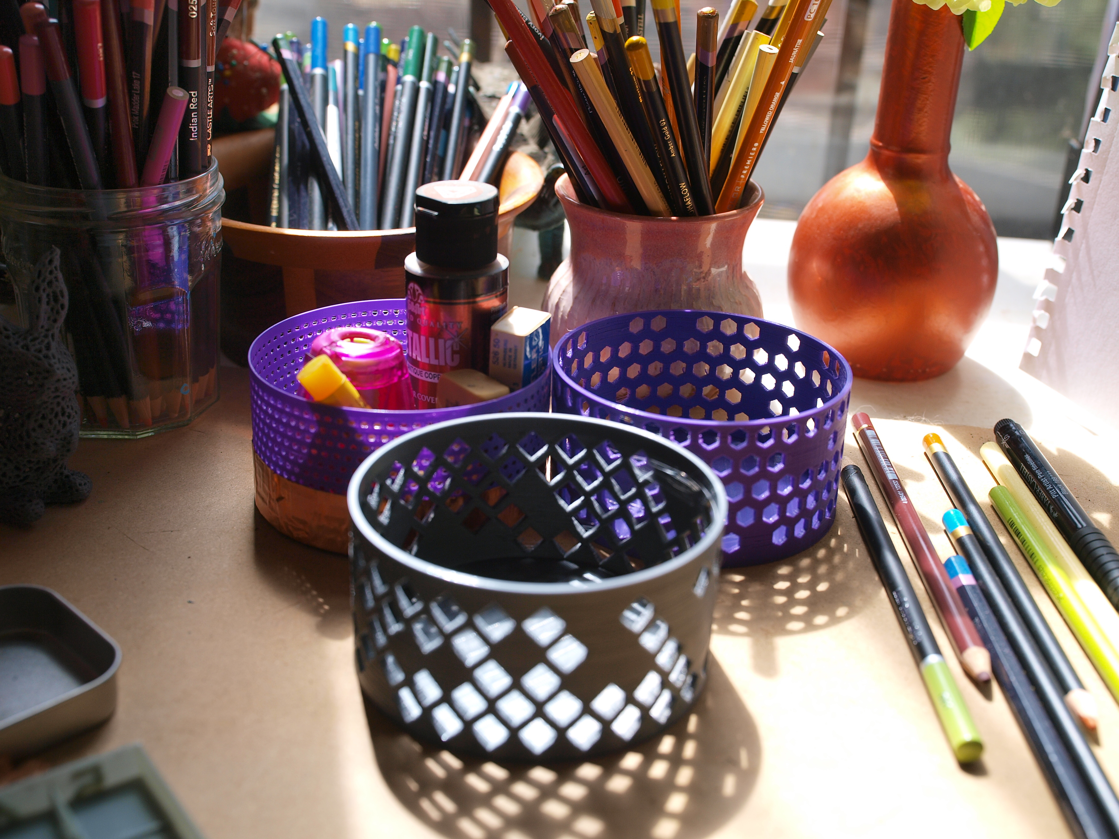Round Perforated Basket (parametric OpenSCAD script)