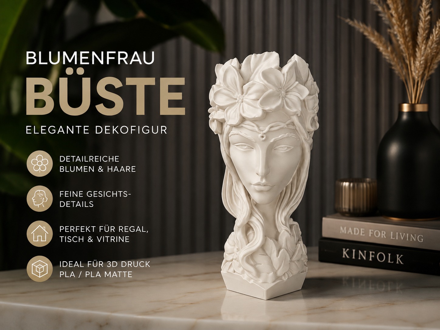 Blumenfrau Büste – Elegante Dekofigur