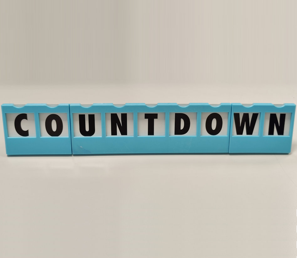 Countdown Letters card holder rack